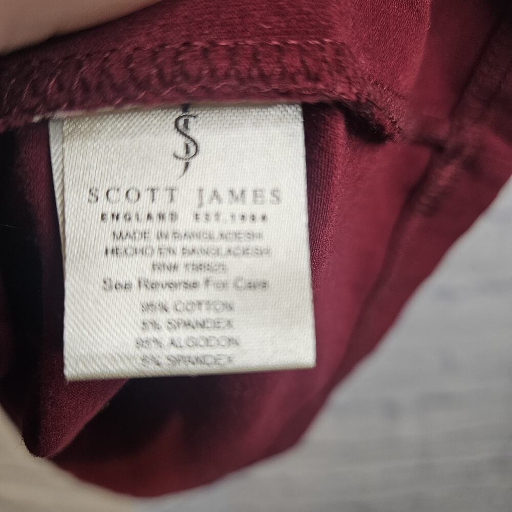 Scott James Polo Shirt Mens XL Red Striped Collar Short Sleeve Casual Prep - Picture 5 of 5